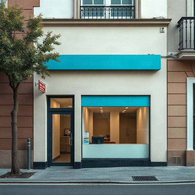 Fachada de la oficina de Horizontrailz en una calle de Paysandú con luz de tarde